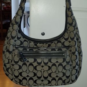 Coach Signature Hobo Shoulder Bag Black/Gray